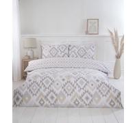 Ikat Bohemian Reversible Polycotton Duvet Set With Pillowcase Rapport Home Natural Double