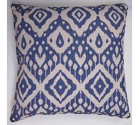 Ikat Inspired Scatter Cushion - Square Filled Pillow With Piped Edging & Zipped Cover For Home Or Garden - 60 X 60Cm, Blue