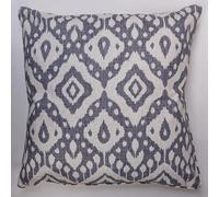 Ikat Inspired Scatter Cushion - Square Filled Pillow With Piped Edging & Zipped Cover For Home Or Garden - 45 X 45Cm, Grey