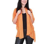 Ikat Ladies Crochet Cardigan Beach Cover-Up Hooded Lace Fish Net Medium Length One Size Orange