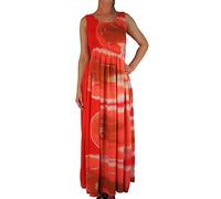 Ikat Ladies Long Summer Flowing Dress with Smocked Top - Fits Sizes 8-28 (Terracotta Abstract, One Size)