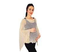 Ikat Ladies Maternity Pregnancy Cover Up Cape Crochet Lace Fish Net Batwing Poncho (One Size, Cream)