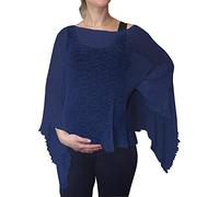 Ikat Ladies Maternity Pregnancy Cover Up Cape Crochet Lace Fish Net Batwing Poncho (One Size, Denim Blue)