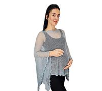 Ikat Ladies Maternity Pregnancy Cover Up Cape Crochet Lace Fish Net Batwing Poncho (One Size, Grey)