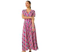 Ikat Print Button Through Maxi Dress Roman Pink 10
