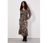Ikat Print Midaxi Dress Apricot Black 12