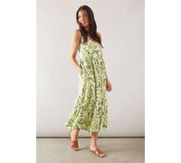 Ikat Print Strappy Tiered Midi Dress Wallis Green 18