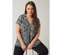 EVANS Curve Ikat Print Swing Top - Women's - Plus Size Curve Black