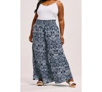 Ikat Shirred Waist Trousers Yours Blue 22-24