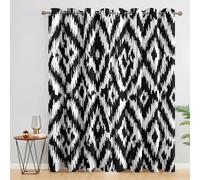 Ikat Tribal Curtains 46x72 Inch 2 Panels, 95% Blackout, Geometric Black and White Curtains for Bedroom, Living Room, Home Decor, Thermal Insulated Eyelet Window Drapes SCN12