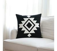 IKATYARN Black White Aztec Southwestern Throw Pillow Cover, Boho Tribal Geometric Pillowcase, Modern Farmhouse Cushion Case for Couch Sofa Bed, 16"x16"