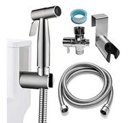 Ikaufen Handheld Bidet Sprayer for Toilet Adjustable Water Pressure Control Bidet Hose Attachment for Bathroom Shower Spray Stainless Steel Cloth Diaper Sprayer Kit…