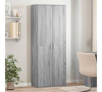 IKAYAA 2 Door Kitchen Utility Room Cabinet Cupboard storage Broom cupboard Tall kitchen cupboard Wood-grey sonoma-70x35x180 cm