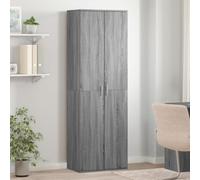 IKAYAA 2 Door Kitchen Utility Room Cabinet Cupboard storage Broom cupboard Tall kitchen cupboard Wood-grey sonoma-60x35x180 cm