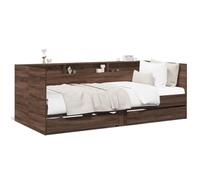 IKAYAA Daybed with Drawer Day bed with storage Sofa Bed Click Clack Sofa Bed with Drawer Guest Bed for Living Room Spare Room Bed Room Guest Room-brown oak-75 x 190 cm