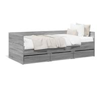 IKAYAA Daybed with Drawer Single Guest Bed Sofa Day bed with storage Single bed with drawers for Living Room and Bedroom-grey sonoma-75 x 190 cm