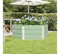 IKAYAA Galvanised Raised Bed for Garden Metal planter Raised garden bed Galvanised Steel Planter Box for Growing Outdoor Plants, Vegetables-Green-129 x 129 x 45 cm