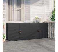 IKAYAA Garden Storage Cabinet Garden Storage Shed Cabinet for Long Tools Cabinet Poly Rattan Box for Patio & Small Gardens-Black-198x55.5x80 cm