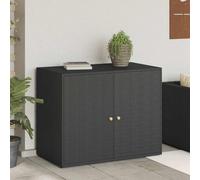 IKAYAA Garden Storage Cabinet Garden Storage Shed Cabinet for Long Tools Cabinet Poly Rattan Box for Patio & Small Gardens-Black-100x55.5x80 cm