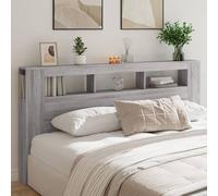 IKAYAA LED Headboard Headboards for beds double Headboard Wood Excellent Back Support Storage Space for Decorations -grey sonoma-200 x 103.5 cm