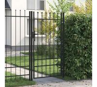IKAYAA Metal Fence Gate Powder-Coated Steel Door with Lockable Security Barrier for Pathway, Garden Entrance Farm-Black-100 x 175 cm/Type 1