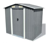 IKAYAA Metal Garden Shed - Outdoor Storage for Tools & Equipment - Steel, Bike-grey, 204x132x186 cm