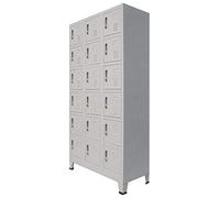IKAYAA Metal locker cabinet Locker Storage Filing Office Cabinet Cupboard Units for Staff Gym School Changing Locker Cabinet with 18 Compartments 90x45x180 cm Steel-grey- 18 lockers