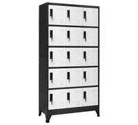 IKAYAA Metal locker cabinet Locker Storage Filing Office Cabinet Cupboard Units for Staff Gym School Changing Locker Cabinet with 15 Compartments 90x45x180 cm Steel-anthracite and white- 15 lockers