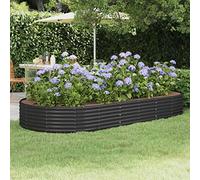 IKAYAA Raised Beds for Garden Metal Raised Bed Galvanised Steel Outdoor Planters Garden Planter for Herb Growing Fruits Flower -anthracite-296 x 140 x 36 cm