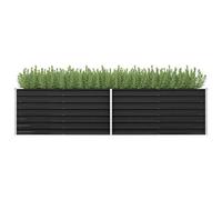 IKAYAA Raised beds for garden vegetables Metal Outdoor Elevated Planter Box Galvanised Outdoor Planter Flower Pot for Herbs and Vegetables Use for Patio Garden Balcony-anthracite-320 x 80 x 77 cm