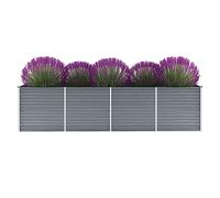 IKAYAA Raised beds for garden vegetables Metal Outdoor Elevated Planter Box Galvanised Outdoor Planter Flower Pot for Herbs and Vegetables Use for Patio Garden Balcony-grey-320 x 80 x 77 cm