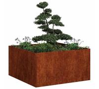 IKAYAA Raised Garden Bed Galvanised planter Bottomless Galvanised Steel Planter Box for Growing Outdoor Plants, Vegetables-weathering steel-80 x 80 x 40 cm