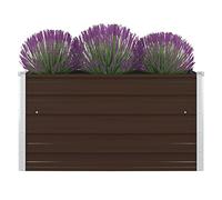 IKAYAA Raised Garden Bed Metal Raised Bed Bottomless Galvanised Steel Planter Box for Growing Outdoor Plants Vegetables Flowers and Herbs-brown-100x100x45 cm