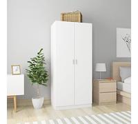 IKAYAA Wardrobe with Shelf and Hanging Rail Clothes Storage Cupboards Unit 2 door Wardrobe Wardrobes for bedroom-white-white-
