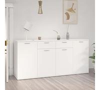 IKAYAA Wooden Sideboard Cabinet for Living Room - Book Storage with Shelf - White - 160 x 36 x 75 cm