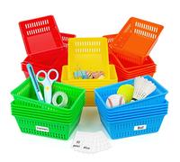 IKAYAS 30 Pack Colorful Small Plastic Storage Baskets, Classroom Desk Organizer, 6.1"L x 4.7"W x 2.4"H