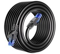 ikbc Ethernet Cable 25m, Cat 6 Internet Cable 25m High Speed Long RJ45 | Network Cable Black Round LAN Cable 25 meter 250MHz 10/100/1000Mbps, UTP 23AWG CCA Gigabit Patch Cord for Router (25 Clips)