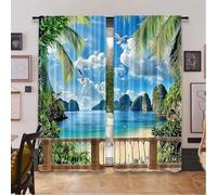 IKDZCM 2Pcs Birds Flying by the Sea Blackout Curtains for Bedroom Living Room Study Office Bathroom Decor Vibrant Landscape WxH/2x125x150cm
