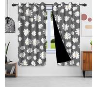 IKDZCM 2pcs Bohemian Daisy Polyester Blackout Curtains Cute Floral Window Drapes for Living Room Home Interior Bedroom Curtains(WxH/2x132x210cm)