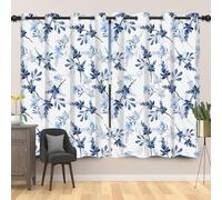 IKDZCM Botanical Wildflower Pattern Blackout Curtains Vintage Floral Printed Curtain for Living Room Bedroom Rustic Window Drapes(WxH/2x70x150cm) Eyelet Curtains