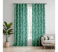 IKDZCM Modern Botanical Green Blackout Curtains for Living Room, White Leaf Pattern Drapes, Minimalist Nature Inspired Window Panels(WxH/2x140x290cm)