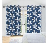 IKDZCM White Flowers Blue Window Curtain Natural Tree Leaves Home Bedroom Living Room Decor Blackout Polyester Fabric Curtains WxH/2x28x79inch