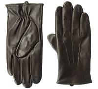 Ike Behar Men's Lambswool Lined Leather Touchscreen Gloves Cold Weather, Conker, Large