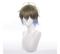 Ike Eveland Cosplay Wig, NIJISANJI Luxiem Short Curly Gradient Grey Blue Hair Halloween Wigs
