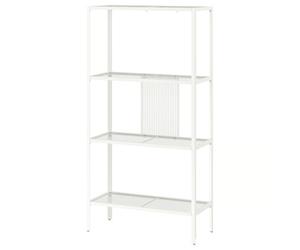IKEA 4 Tier Stainless Steel Shelving Unit Home Living Room Metal White 116cm