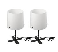 Ikea BARLAST Basic Table Lamps with Shades, Black/White, In-Line Switch, UK Plug, E14 SES, 805.045.63 - Set of 2