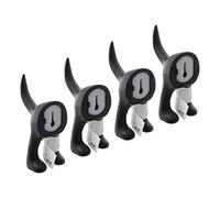 IKEA BASTIS Black Dog-Tail Wall Hooks, 12 Centimetres, Synthetic Rubber - Set of 4