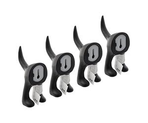 IKEA BASTIS Black Dog-Tail Wall Hooks, 12 Centimetres, Synthetic Rubber - Set of 4