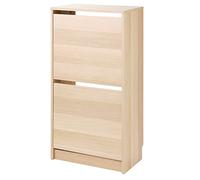 IKEA BISSA Shoe Cabinet with 2 compartments, 49x28x93 cm, Oak Effect