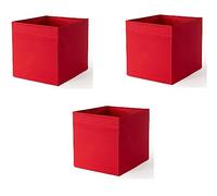 IKEA Drona Box (Red, 3 Pack (L:15" x W:13" x H:13"))